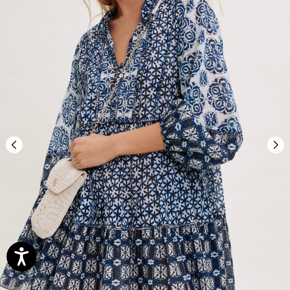 Maje Renzani Mixed Print Babydoll Dress